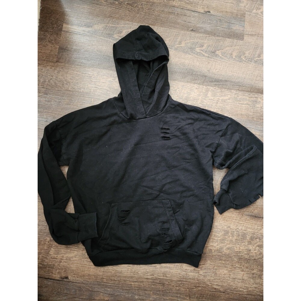 Womens S Jolly & Joy black distressed hoodie